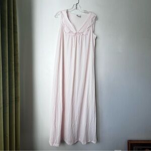 Vintage 90s Dreamaway Light Pink Maxi Semi Sheer Slip Nightgown M